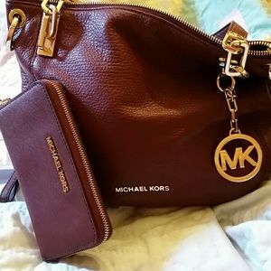 Michael Kors Merlot  Brookes Purse & Wristlet